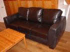 3 seater brown leather sofabed